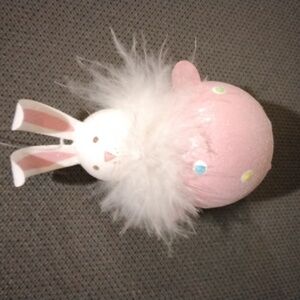 Rare Vintage Pier 1 Pink Bunny Ornament with White Fluff